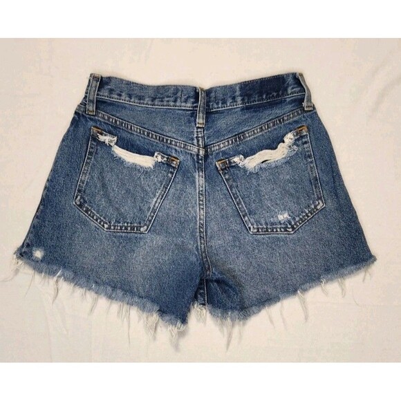 Abercrombie & Fitch Shorts 25/0 Blue Boyfriend Curve Love Distressed Cut Off - Picture 7 of 8